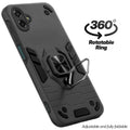 Dual layer shockproof back cover with 360° rotatable ring grip for Samsung F07