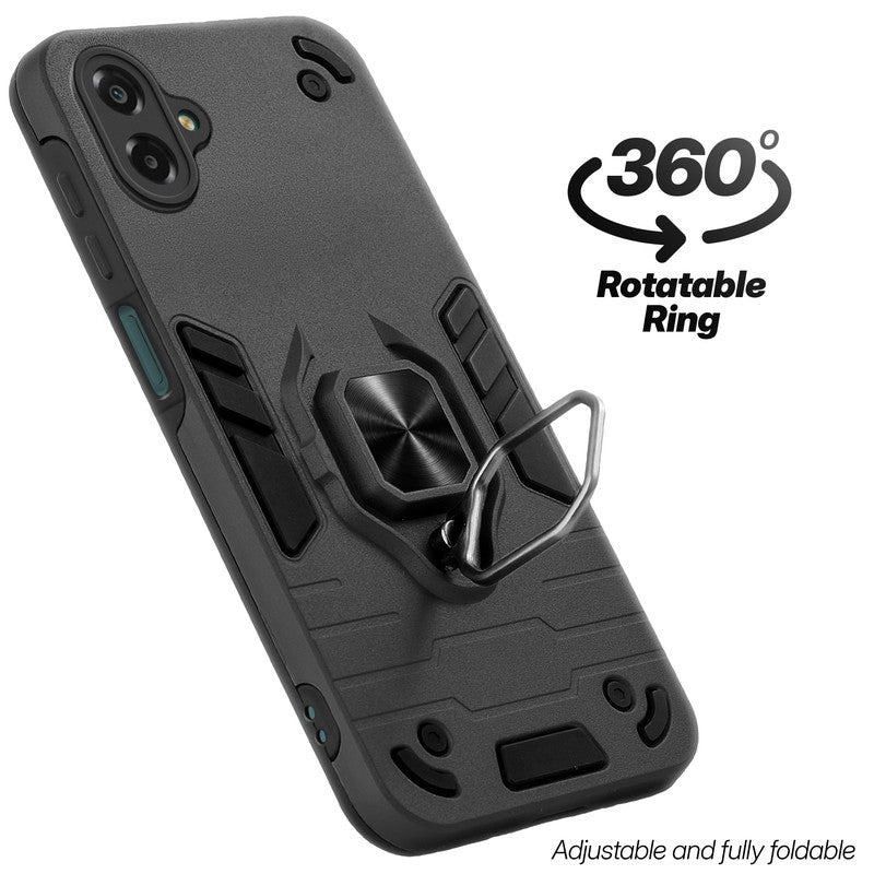 Dual layer shockproof back cover with 360° rotatable ring grip for Samsung F07