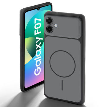 Dual tone silicone Black back cover for Samsung F07 showing camera protection and design