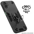 Dual layer shockproof back cover with 360° rotatable ring grip for Samsung F70e 5G