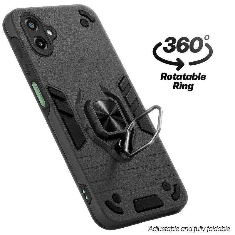 Dual layer shockproof back cover with 360° rotatable ring grip for Samsung F70e 5G