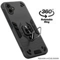 Dual layer shockproof back cover with 360° rotatable ring grip for Samsung M07