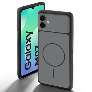 Dual tone silicone Black back cover for Samsung M07 showing camera protection and design