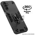 Dual layer shockproof back cover with 360° rotatable ring grip for Samsung M17 5G