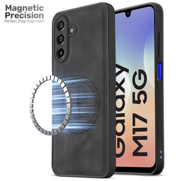 Refined PU Leather Case for Samsung M17 5G , with Support for MagSafe & Wireless Accessories