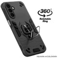Dual layer shockproof back cover with 360° rotatable ring grip for Samsung M47 5G