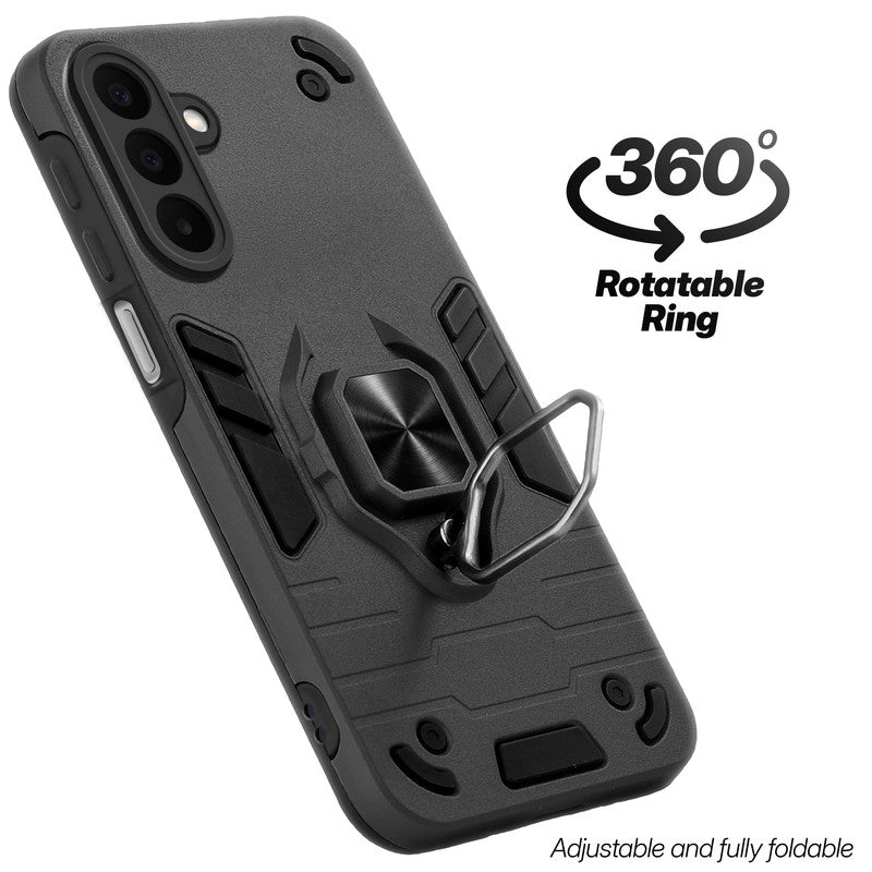 Dual layer shockproof back cover with 360° rotatable ring grip for Samsung M47 5G