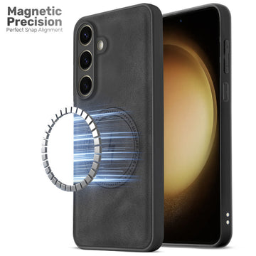 Refined PU Leather Case for Samsung S24 5G , with Support for MagSafe & Wireless Accessories