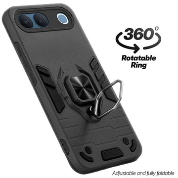 Dual layer shockproof back cover with 360° rotatable ring grip for Vivo S2 5G