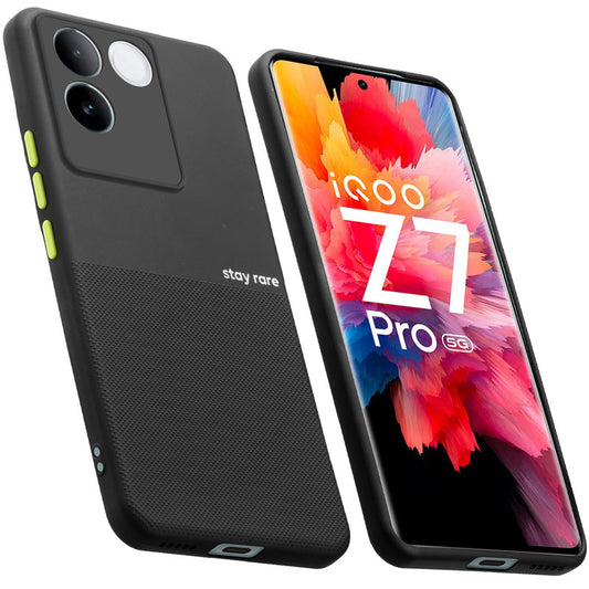 Premium Silicone Textured Case With Camera Protection & Inner Microfiber Lining Back Cover For Vivo T2 Pro 5G