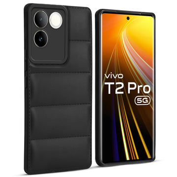 Leather Textured Back Cover for Vivo T2 Pro 5G, Shockproof Case with Camera Protection