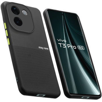 Premium Silicone Textured Case With Camera Protection & Inner Microfiber Lining Back Cover For Vivo T3 Pro 5G