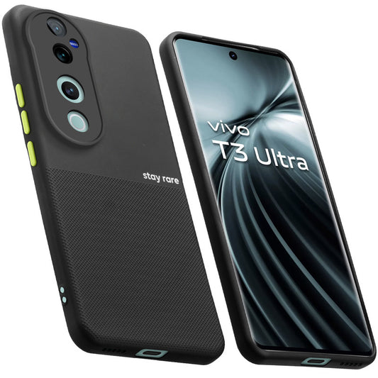 Premium Silicone Textured Case With Camera Protection & Inner Microfiber Lining Back Cover For Vivo T3 Ultra 5G