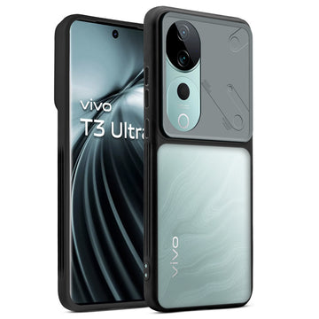 Premium Frosted Back Cover with Textured Camera Design & Metal-Look Buttons for Vivo T3 Ultra 5G