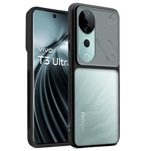 Premium Frosted Back Cover with Textured Camera Design & Metal-Look Buttons for Vivo T3 Ultra 5G