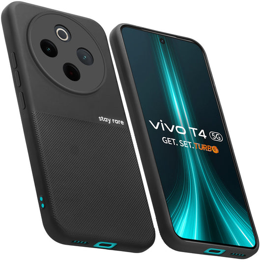 Matte Grip Silicone Case With Camera Protection & Microfiber Lining For Vivo T4 5G