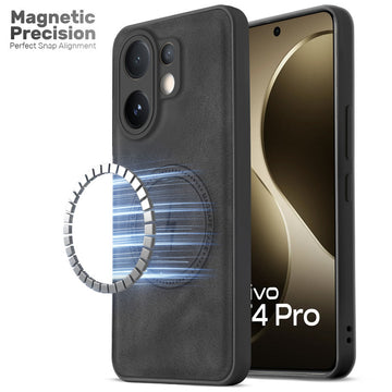 Refined PU Leather Case for Vivo T4 Pro 5G , with Support for MagSafe & Wireless Accessories