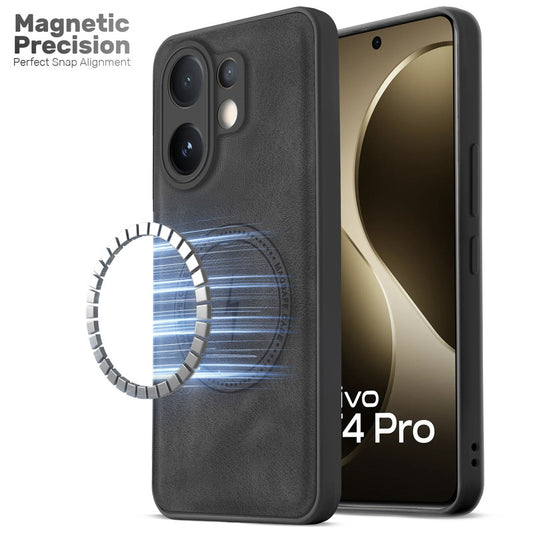 Refined PU Leather Case for Vivo T4 Pro 5G , with Support for MagSafe & Wireless Accessories