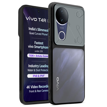 Premium Frosted Back Cover with Textured Camera Design & Metal-Look Buttons for Vivo T4R 5G