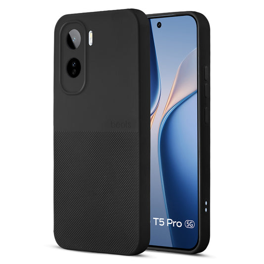 Durable Silicone Matte Back Cover with Textured Grip & Raised Camera Edges for Vivo T5 Pro 5G