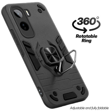 Dual layer shockproof back cover with 360° rotatable ring grip for Vivo T5 Pro 5G