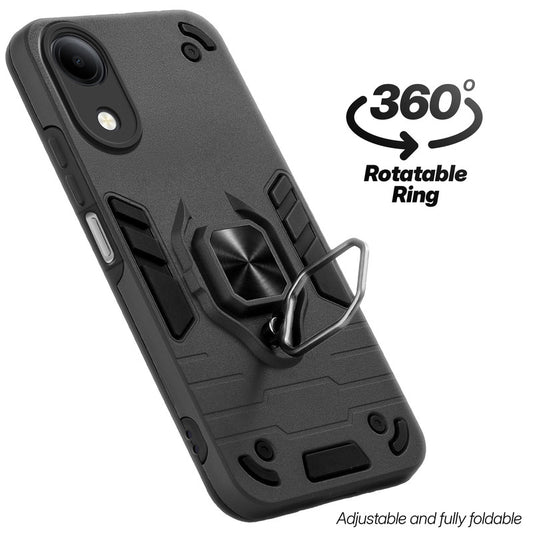 Dual layer shockproof back cover with 360° rotatable ring grip for Vivo T5e 5G