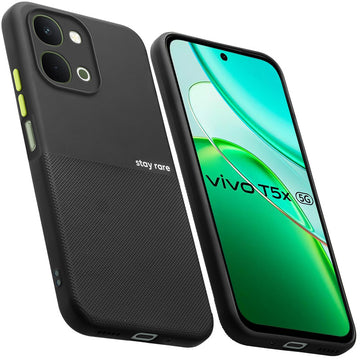 Premium Silicone Textured Case With Camera Protection & Inner Microfiber Lining Back Cover For Vivo T5x 5G