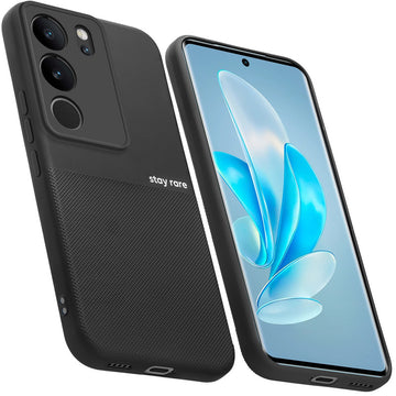 Matte Grip Silicone Case With Camera Protection & Microfiber Lining For Vivo V29 Pro 5G