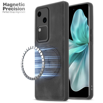 Refined PU Leather Case for Vivo V30 5G , with Support for MagSafe & Wireless Accessories