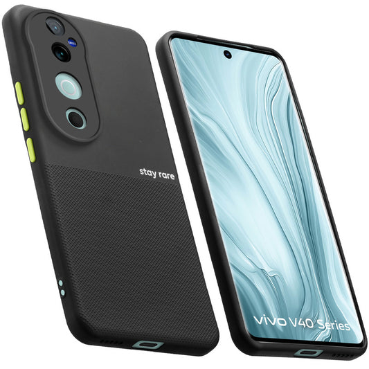 Premium Silicone Textured Case With Camera Protection & Inner Microfiber Lining Back Cover For Vivo V40 5G