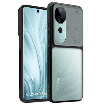 Premium Frosted Back Cover with Textured Camera Design & Metal-Look Buttons for Vivo V40 5G