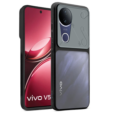 Premium Frosted Back Cover with Textured Camera Design & Metal-Look Buttons for Vivo V50 5G
