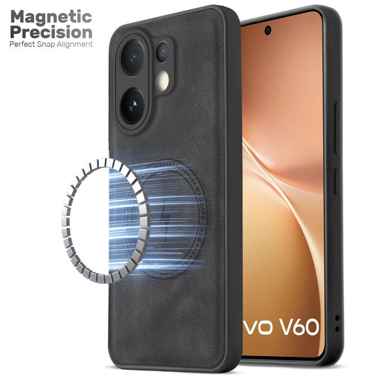 Refined PU Leather Case for Vivo V60 5G , with Support for MagSafe & Wireless Accessories