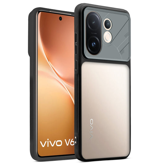 Premium Frosted Back Cover with Textured Camera Design & Metal-Look Buttons for Vivo V60 5G