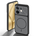 Black back cover for Vivo V60E 5G with camera cut protection and ring design on back side.