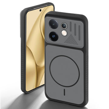 Black back cover for Vivo V60E 5G with camera cut protection and ring design on back side.