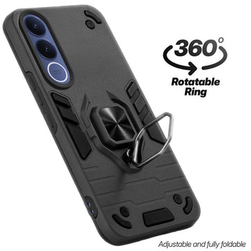 Dual Layer Shockproof Back Cover with 360° Rotatable Ring Grip & Impact Resistant Frame for Vivo V70 FE 5G