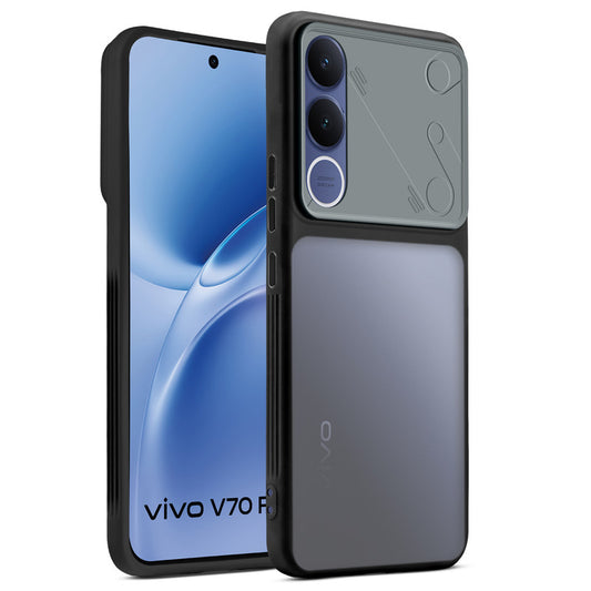 Premium Frosted Back Cover with Textured Camera Design & Metal-Look Buttons for Vivo V70 FE 5G