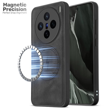 Refined PU Leather Case for Vivo X200 5G , with Support for MagSafe & Wireless Accessories