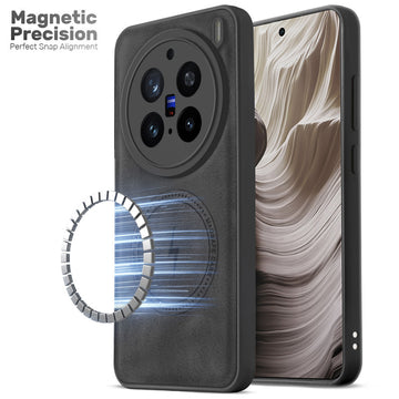 Refined PU Leather Case for Vivo X200 Pro 5G , with Support for MagSafe & Wireless Accessories