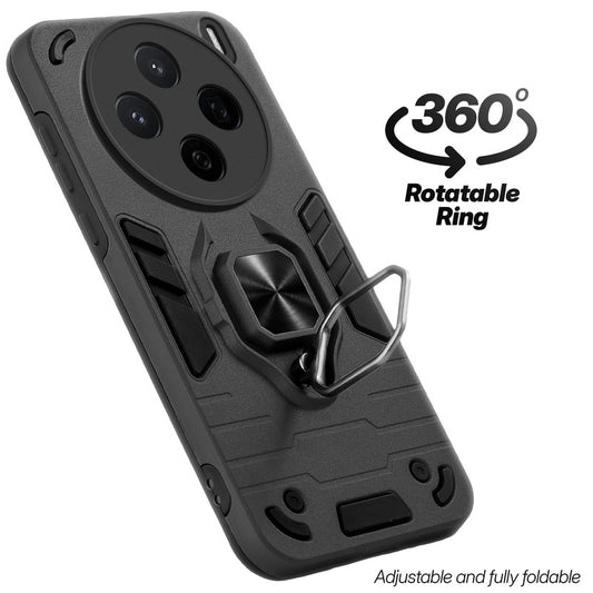 Dual layer shockproof back cover with 360° rotatable ring grip for Vivo X200T 5G