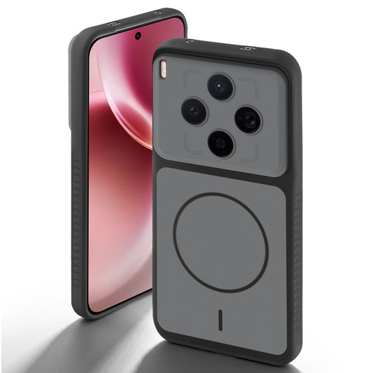 Black back cover forMotorola Vivo X300 5G with camera cut protection and ring design on back side.