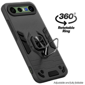 Dual layer shockproof back cover with 360° rotatable ring grip for Vivo X300 FE 5G