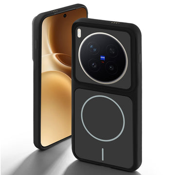 Black back cover for Vivo X300 Pro 5G with camera cut protection and ring design on back side.