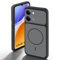 Black back cover for Vivo Y05 4G with camera cut protection and ring design on back side.