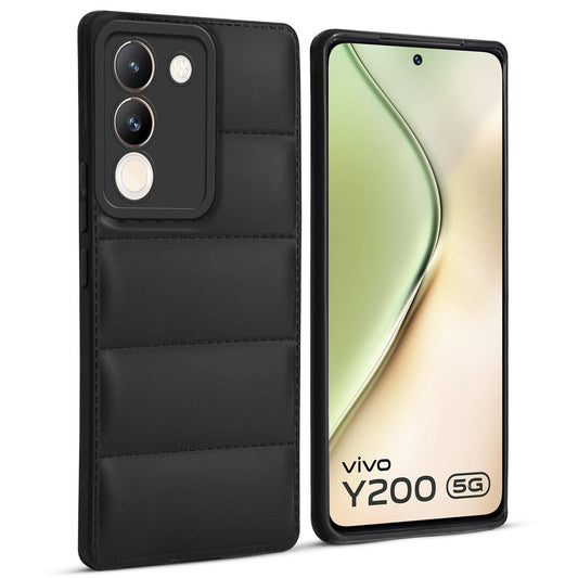 Leather Textured Back Cover for Vivo Y200 5G, Shockproof Case with Camera Protection