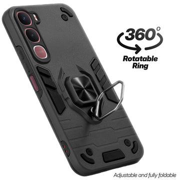 Dual layer shockproof back cover with 360° rotatable ring grip for Vivo Y31 5G