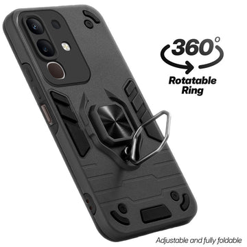 Dual layer shockproof back cover with 360° rotatable ring grip for Vivo Y31 Pro 5G