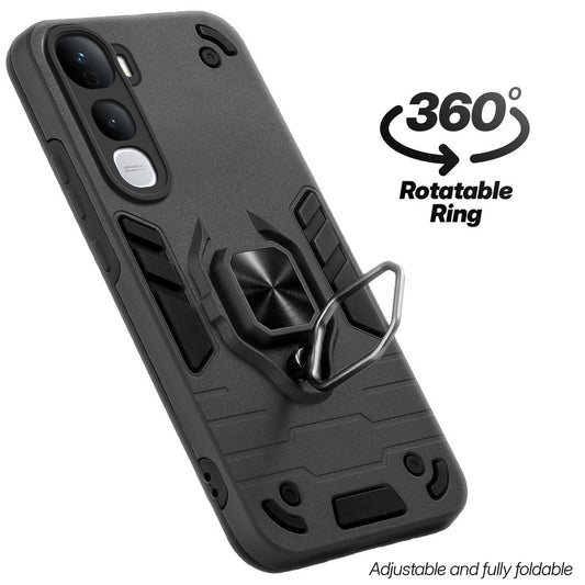 Dual layer shockproof back cover with 360° rotatable ring grip for Vivo Y400 5G