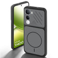 Black back cover for Vivo Y400 5G with camera cut protection and ring design on back side.